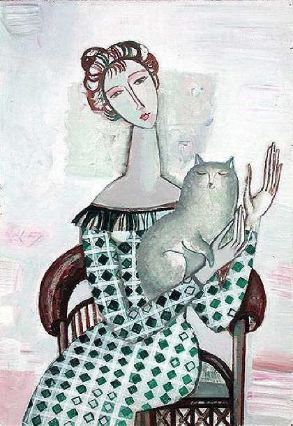 Woman with a Cat - Tatyana Gorshunova