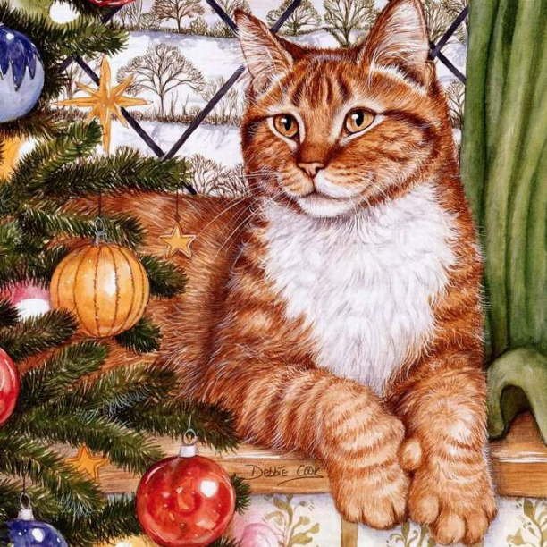 New Year's cat painting. Debbie Cook