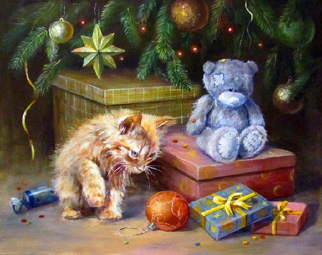 New Year's cat painting