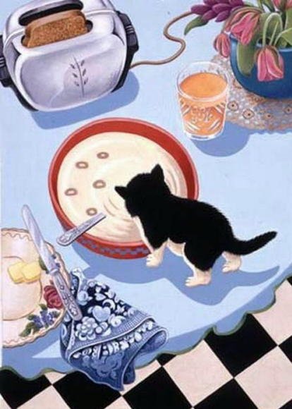 Kitten at Breakfast - Brownd Elizabeth