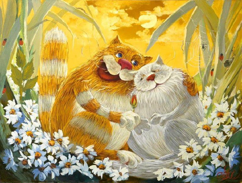 Котики любовь нарисованные Котики любовь нарисованные