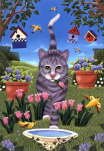 Brownd Elizabeth - Backyard Cat with Tulips