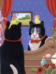 Looking in Mirror Brownd Elizabeth - Cat with Red Bow Tie