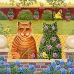 Topiary Cat with Pink Roses - Brownd Elizabeth 