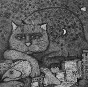 Moon Cat and Shaggy Night  - Dmitrij  Pushkarev