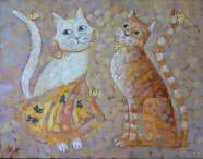 Elena Melnikova - White Cat, Orange Cat