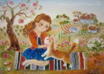 Elena Revuckaya - Girl and her loved cat