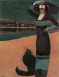 Geza Faragy - Slim Woman with a Cat