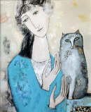 Tatyana Gorshunova - Girl and a Gray Cat